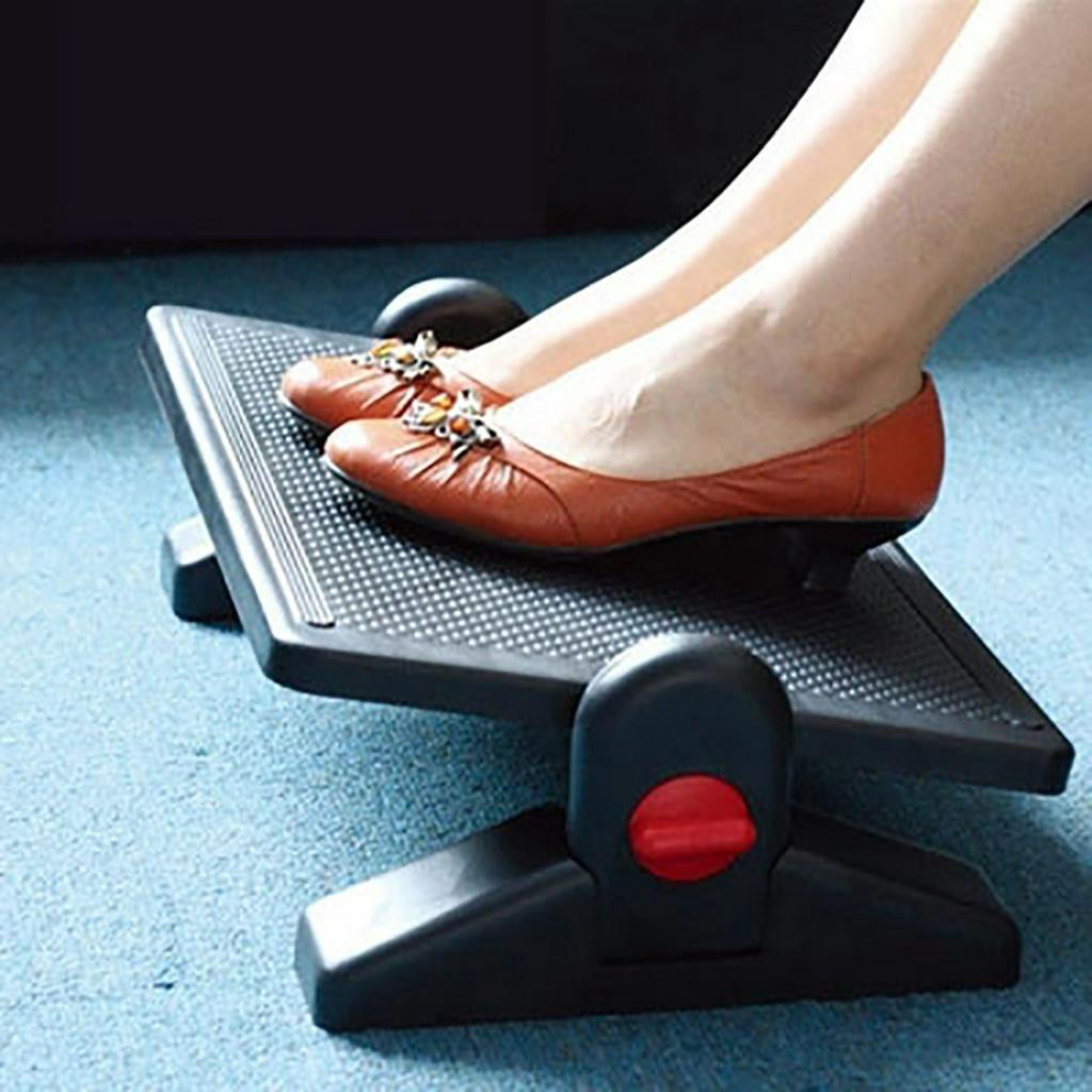 Black Ergonomic Footrest Adjustable Angle and Height Office Foot Rest Stool for Under Desk Support 2-Level Height Adjustment 16.3x11.8"