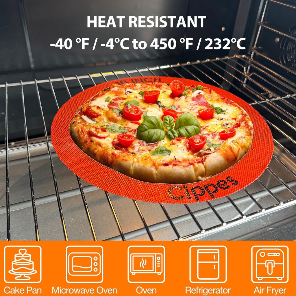 1 / 3PCS Round Silicone Perforated Baking Mat, Non-Stick Reusable Baking Sheets, for Pizza, Bread, Cake Pan, Air Fryer, Oven