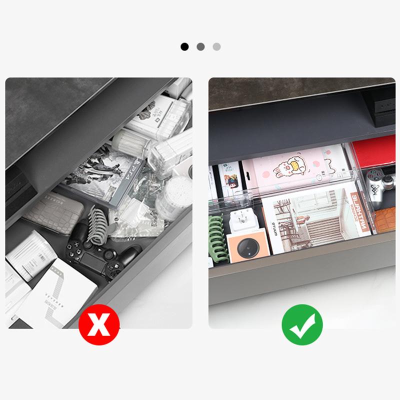 Adjustable 3.2" Drawer Dividers Organizers Expandable From 12.2-21.4" Kitchen Room Drawer Storage ,Plastic Drawers Separators