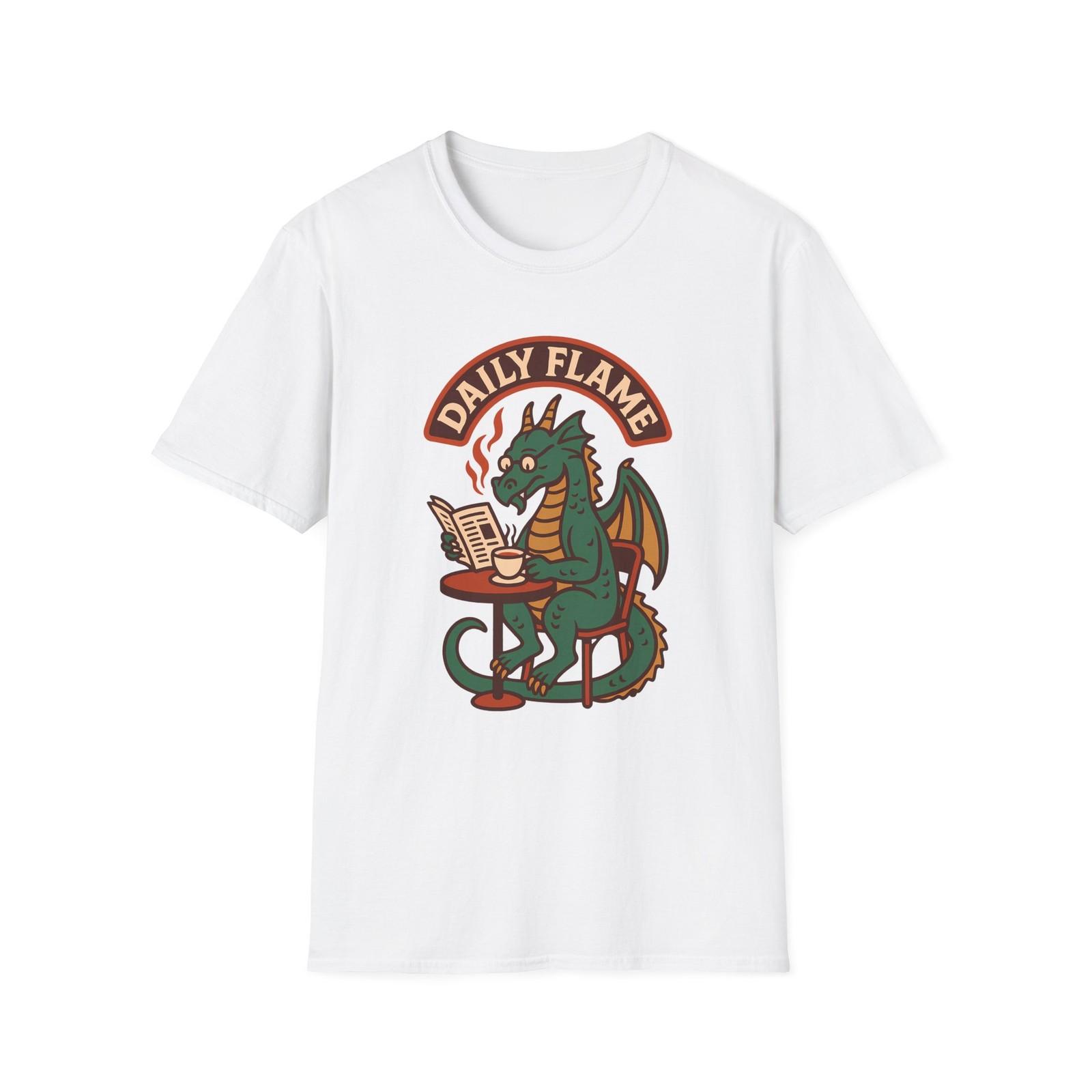 Unisex Softstyle T-Shirt Mens Womens Tees Top Friendly Dragon Drinking Coffee At Cafe Table 3XL