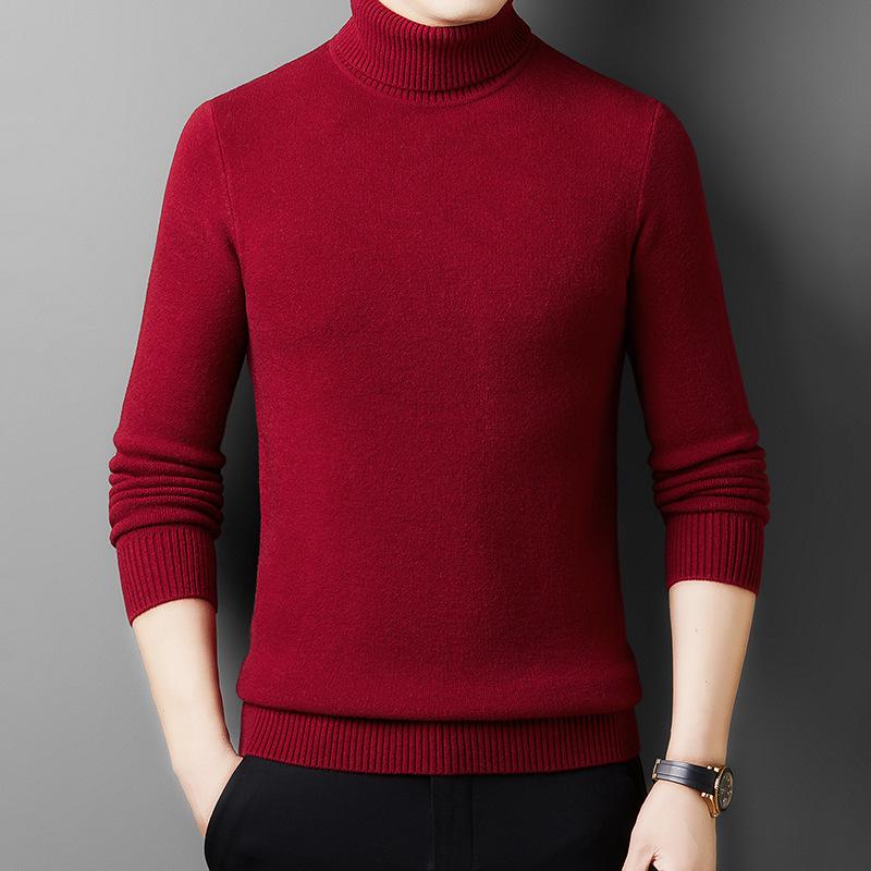 Thick Warm Men s High-Neck Solid Knit Sweater - Winter 2025 Fashion 3XL for 170-190 jin
