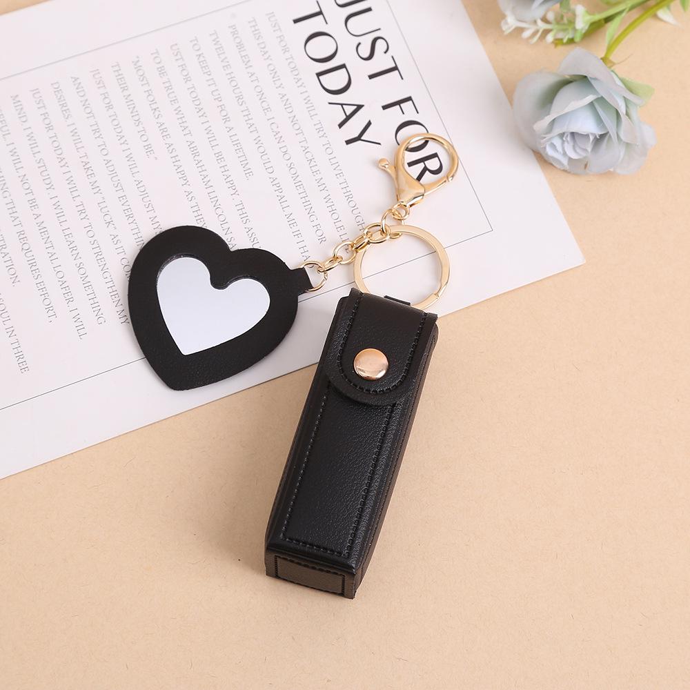 Elegant PU Leather Lipstick Holder Keychain & Backpack Charm
