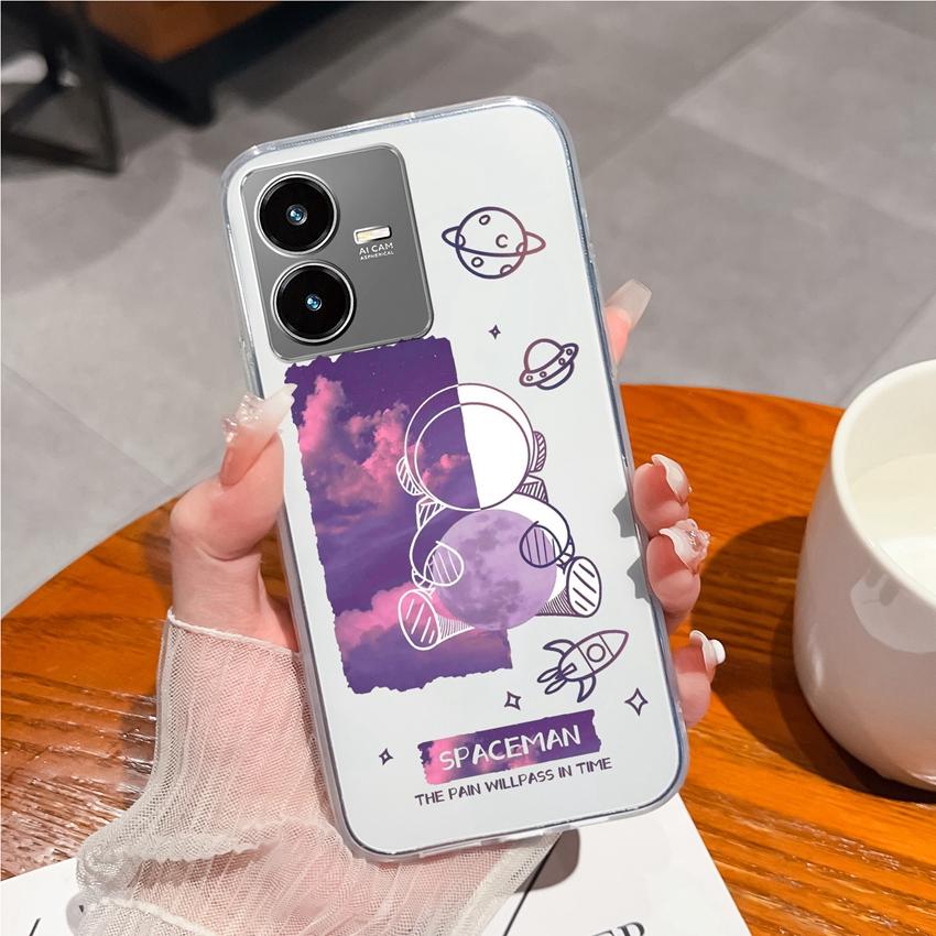 For Vivo Y33 Y22S Y27 Y37 Y35 Y36 Clear Phone Case Warm Hearted Little Girl Patterns Soft Silicone Upgraded Anti Slip Protection For Vivo Bumper Shell