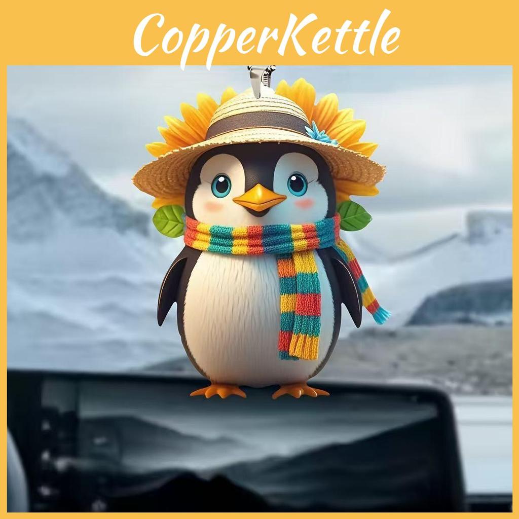 Hat Cute Scarf Penguin Cartoon Pattern Pendant Car Decoration Accessories
