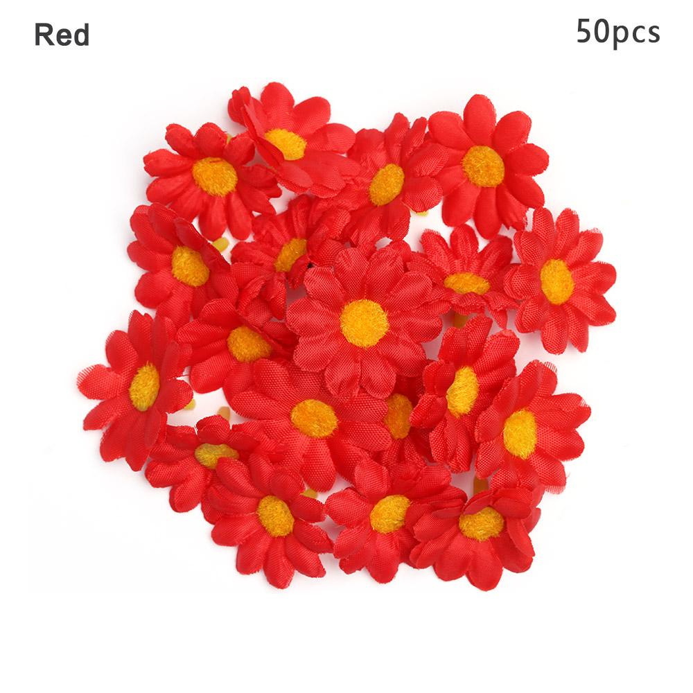 50pcs Artificial Spring Gerbera Daisy Flowers Heads Sunflower DIY Cake/Wedding Party Decoration Artificial Flowers Craft