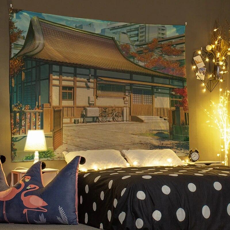 Cartoon-Wandteppich, Wanddekoration, Inneneinrichtung, Szene, Kunst, hängender Hintergrundstoff