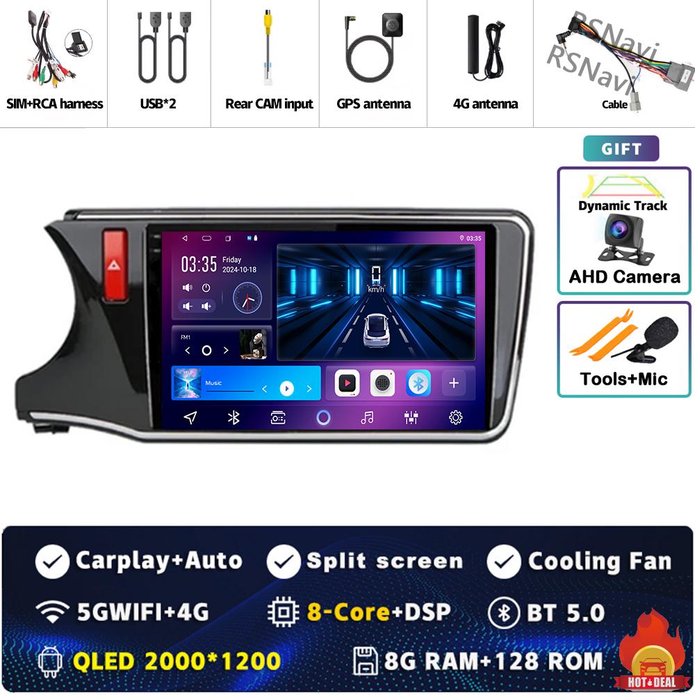 9" Android 14 Carplay Car Radio For HONDA CITY 2015 2016 2017 - 2019 Multimedia Video Player Navigation GPS Stereo 2Din DVD WIFI