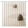 Stones And White Lotus In Water Shower Curtain Zen Spa White Bathroom Waterproof Extra Long Polyester Fabric For Bathtub Decor