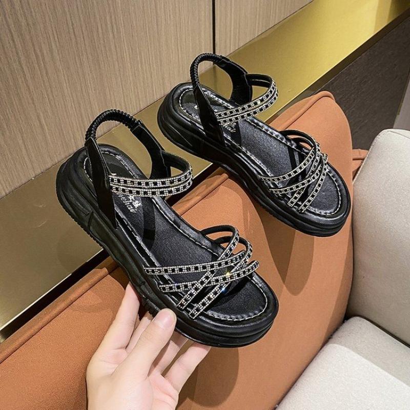 Women's Sandals Platform Rhinestones Beach Ladies Shoes 2025 Trending Summer Sale Casual Sandal Daily Original Comfortable Trend