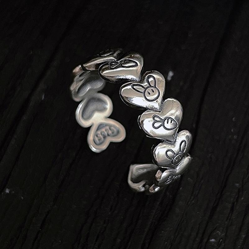 Ventfille Copper Rings New Fashion Party Jewelry Vintage Charm Double Layer Geometric Nail Design Accessories Gifts