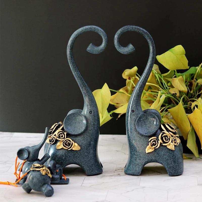 Abstrakte Elefantenfamilienstatue Harz Schaukel Elefantenskulptur Schmuck Heimdekoration Geburtstags-Souvenir Handwerksgeschenk für Eltern