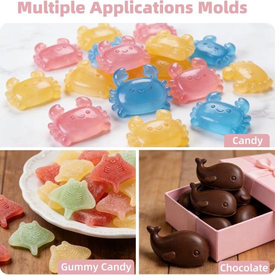 Ocean Animal Silicone Ice Cube Tray Food-Grade Flexible Mold for Seashell Turtle Whale Shapes Easy-Release Fun Ice Maker for Cocktails