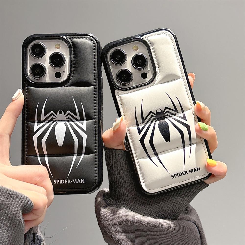 Red Spider Puffer Phone Case Man Black and White 3D Shockproof Phone Covers for iPhone 16 15 14 13 12 11 Pro Max Case for Sons