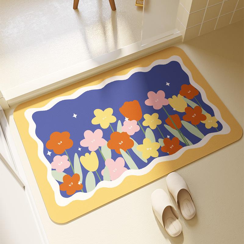 Simple Bathroom Diatom Mud Foot Mat Bathroom Door Mat Toilet Non-Slip Mat Toilet Absorbent Floor Mat