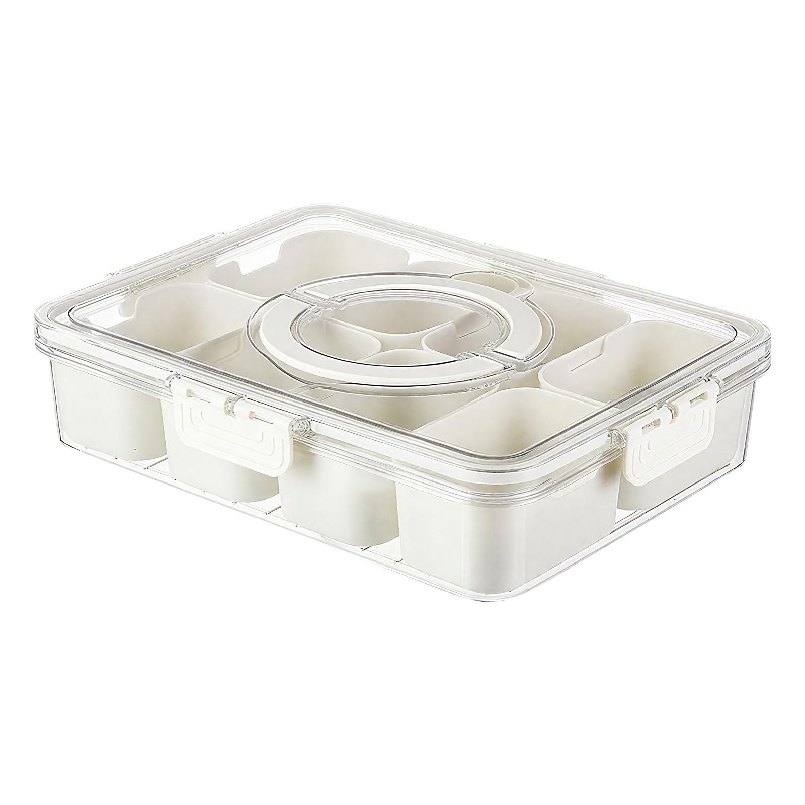 

Разделенные подносы с крышками и ручками - Контейнеры для закусок для портативных блюд с закусками - Прозрачный органайзер для закусок, отлично подходит для вечеринок One Size