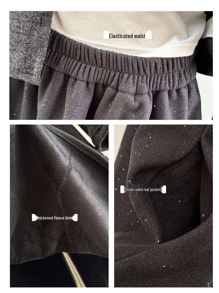 Korean Winter Glitter Sequin Plush Skirt - Mid-Length, Fluffy, Christmas Style 2025