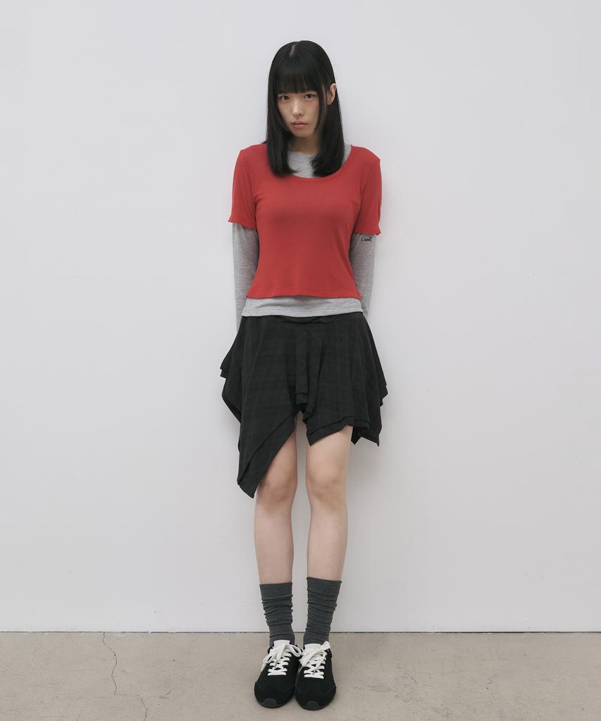Seul See-Through Layered Embroidered Long Sleeve T-Shirt_Red