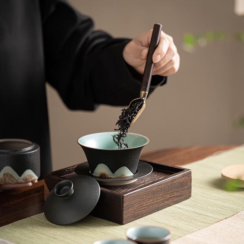 Su's Ceramic 'Rivers and Mountains' Glazed Kung Fu Tea Set