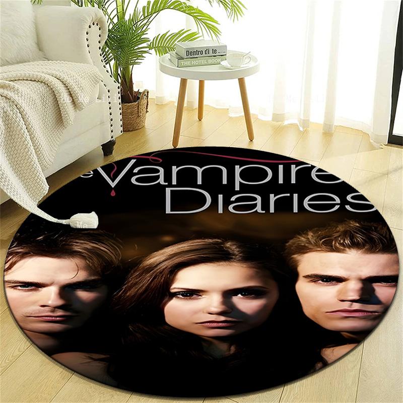 1pc The Vampire Diaries3 Design Printed Area Round Carpet for Bedroom Living Room Home Decor Rugs Mat Non Slip Mat Rug for Bedside