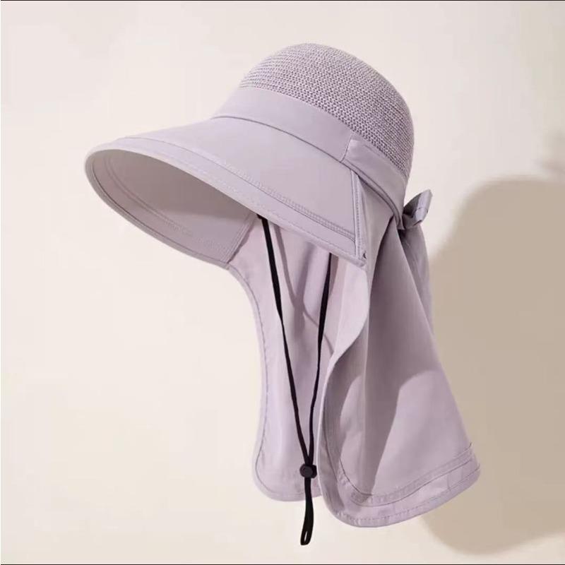 

Summer new sunscreen tea picking hat female electric fan full face mask sun hat sunshade outdoor face sun hat фіолетовий
