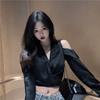 WTEMPO Off Shoulder Women Shirt Sexy V-neck Short French Style Chic Long Sleeve Shirt StreetWear Casual Top Blouse Women
