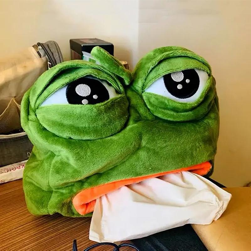 1 Stück Lustiger Plüschtrauriger Frosch Taschentuchbox Auto Schlafzimmer Kommoden Nachttische Papiertaschentuchhalter Garten Heimdekoration Geschenk Papier