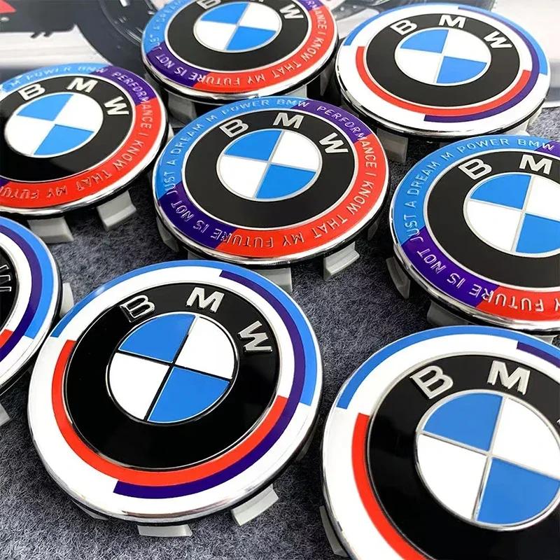 4pcs 56/68mm Auto Hub Caps Car Wheel Center Cover Hubcaps Decoration Accessories For BMW 50th Anniversary LOGO Badge Emblem