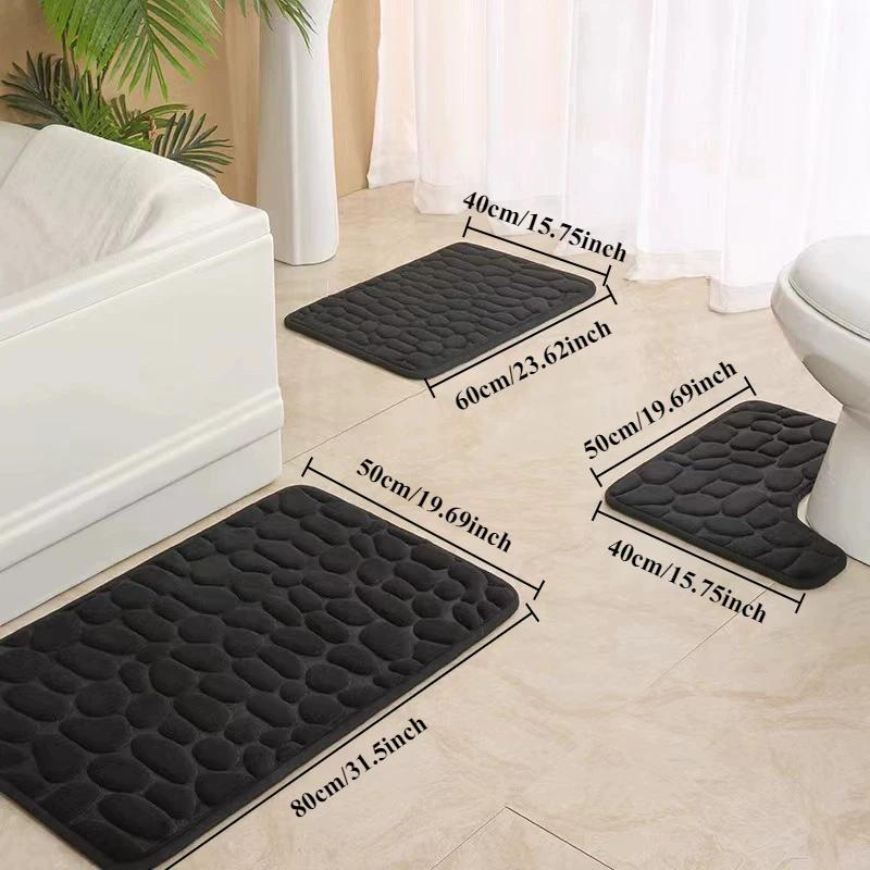 Pebble Embossed Bath Mat Super Absorbent Quick-Dry Thickened Comfortable Toilet Non-slip Floor Mat Machine-Washable Home Decor