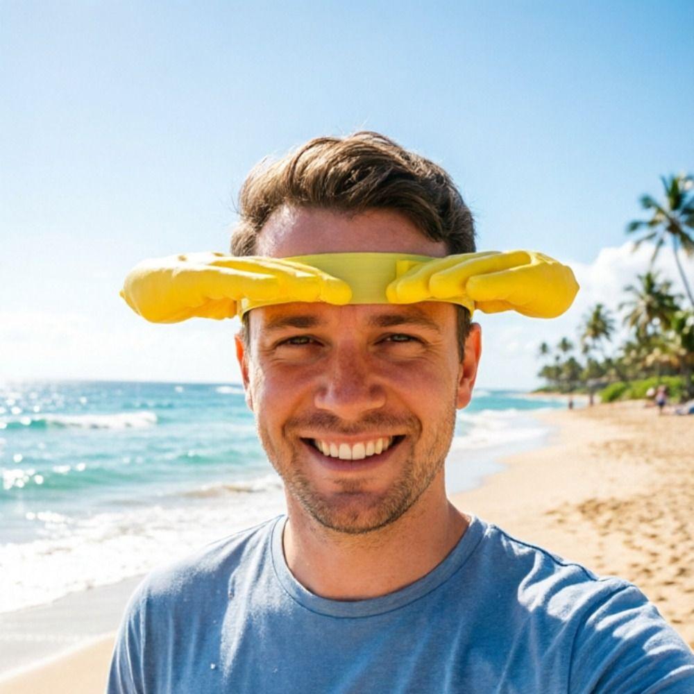 Detachable Funny Hand Sun Hat PLA Sun Protection Quirky Hairband For Men / Women