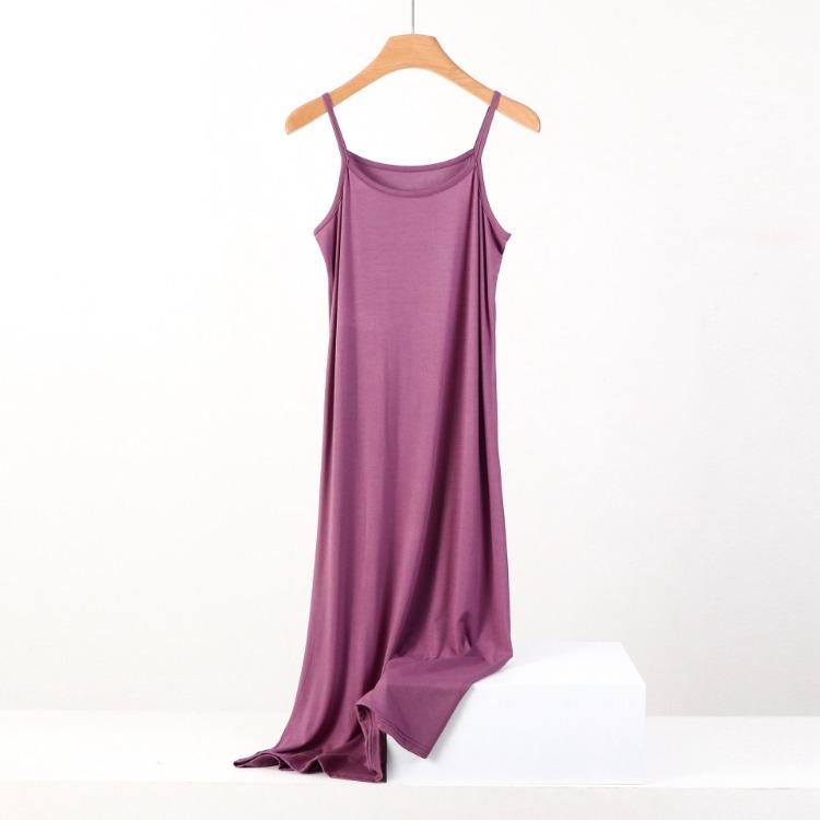 Plus Size Loose Fit Modal Camisole Pajamas Dress Comfortable Anti Exposure for 200 Lbs