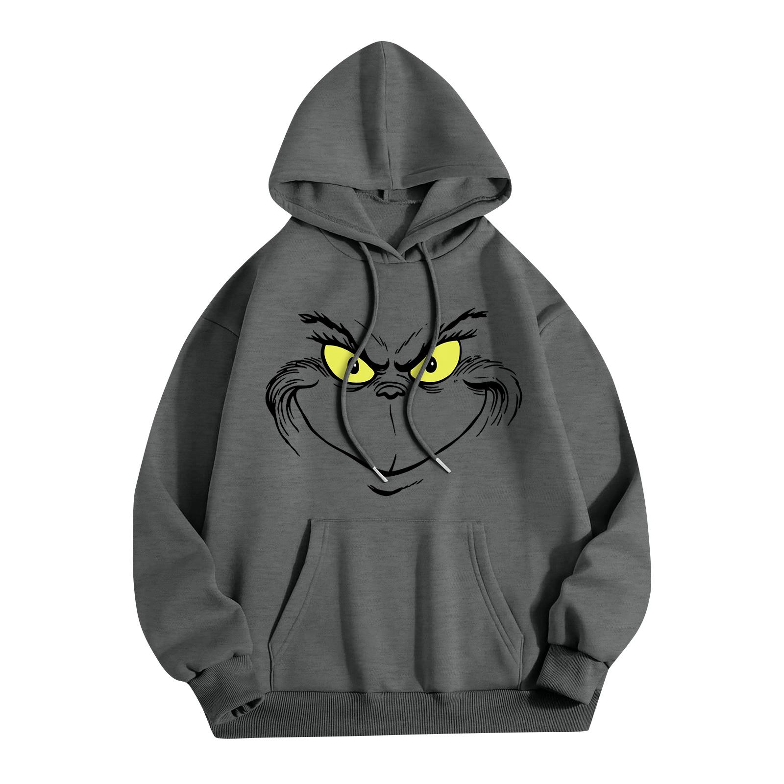 

Женская модная повседневная толстовка с капюшоном и карманами с рождественским принтом XXL