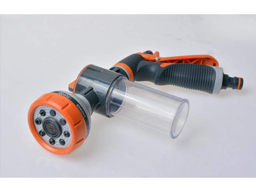 Gummibeschichtete Schaum-Wasserpistole mit 8 Funktionen für Garten, Autowäsche, Gartenarbeit und Tierdusche.