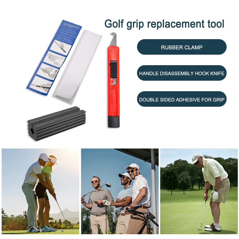 Golf Club Grip Repair Kit Golf Club Grip Removal Repair Tool Set for Regripping Golf Club Grips Rubber Clamp and Hook Blade