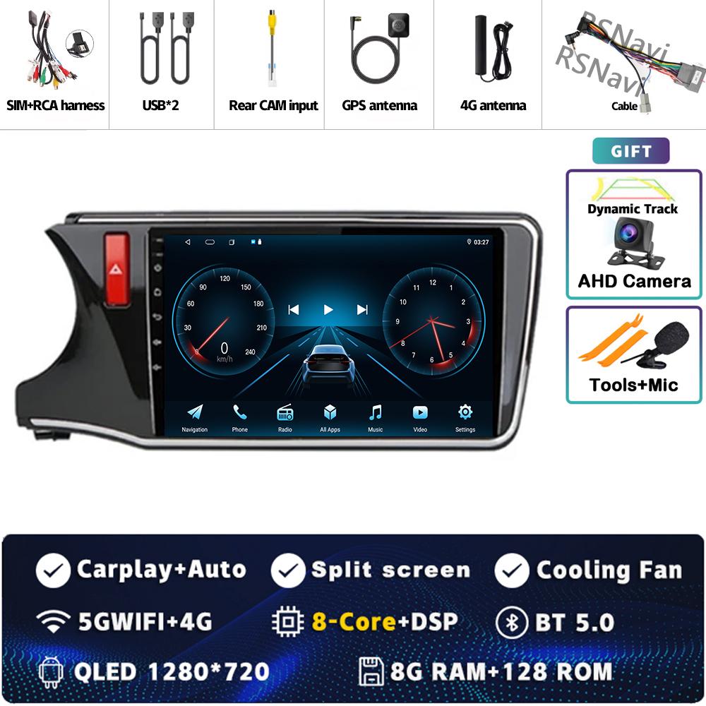 9" Android 14 Carplay Car Radio For HONDA CITY 2015 2016 2017 - 2019 Multimedia Video Player Navigation GPS Stereo 2Din DVD WIFI