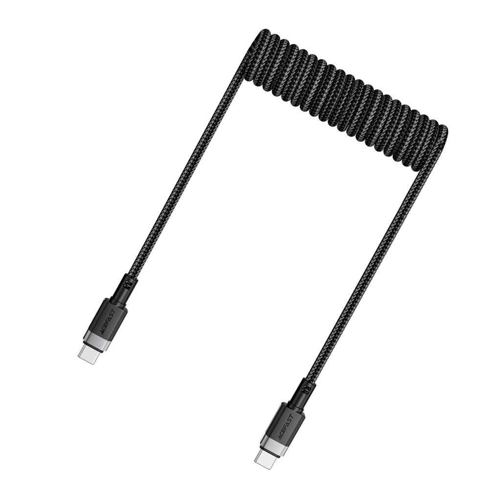 USB-C spiral cable - USB-C 480Mb/s 3A 1.2m - black