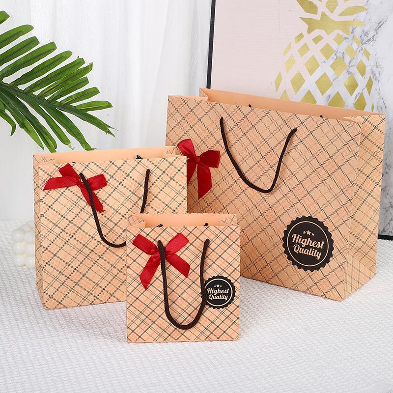 1pc Gift Bag, Checkered Striped Paper Bag, Mini Gift Bag, Birthday Tote Bag
