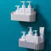 Étagère de Salle de Bain en Plastique Étagère de Rangement Organisateur de Douche Panier de Rangement pour Cosmétiques Support Mural Design à Vidange Support sans Perçage