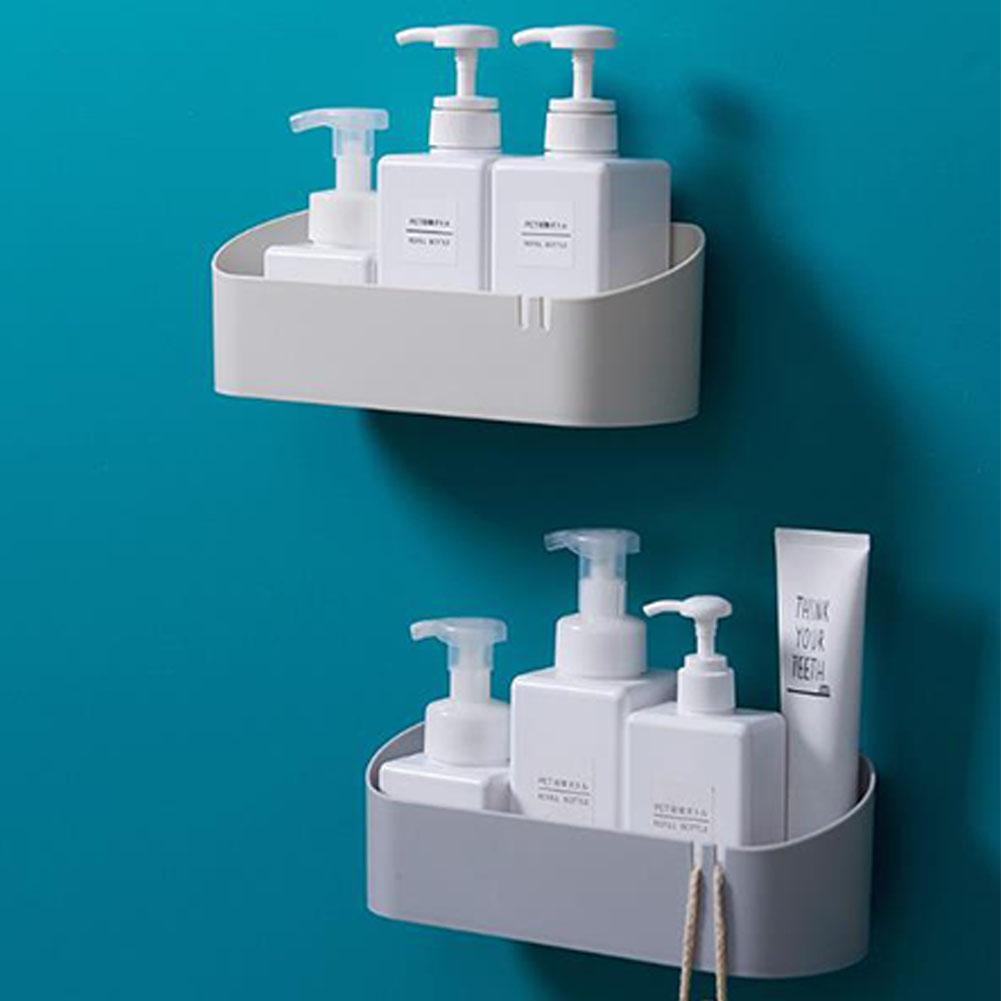 Étagère de Salle de Bain en Plastique Étagère de Rangement Organisateur de Douche Panier de Rangement pour Cosmétiques Support Mural Design à Vidange Support sans Perçage