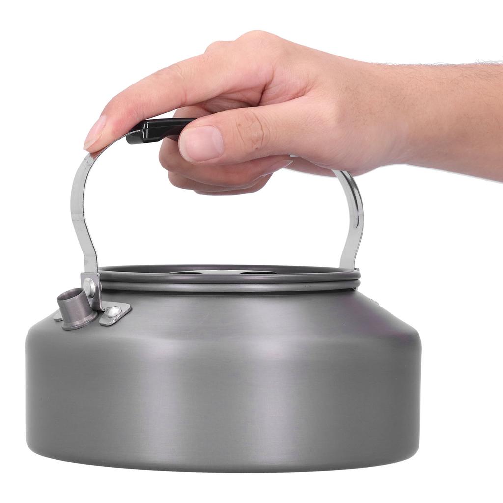 1.6L Portable Camping Coffee Tea Pot Outdoor Fishing Hiking Barbecue Kettle Pot (Black Handle)