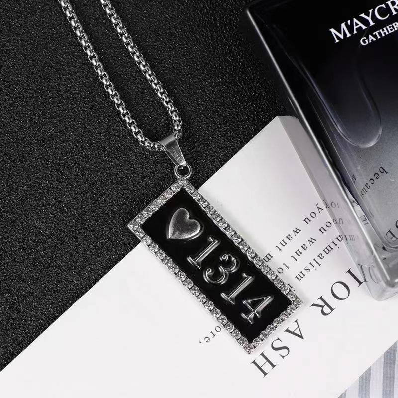 Collier Hip Hop en Acier Titane avec Pendentif Ours pour Hommes & Femmes, Chaîne Pull pour Automne/Hiver