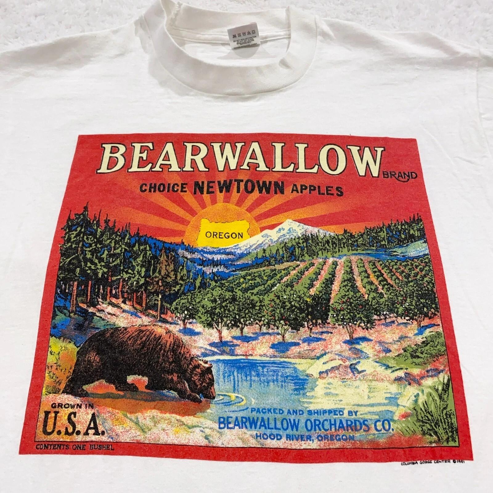 

vintage 80s BEAR WALLOW NEWTON APPLES OREGON T-Shirt MEDIUM bear sunset nature 4XL