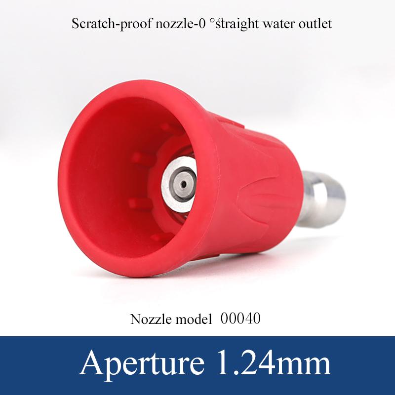 Car Wash Accessories Splash Proof  Stainless Steel Nozzle High Pressure Water Gun Nozzle Soft Rubber Sleeve Sector Nozzle red 040