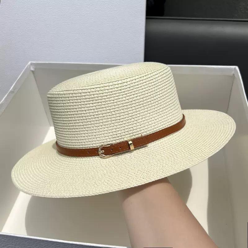 Straw Hat Women's Summer Beach Sunshade Hat Braided Straw Sunblock Hat French Belt Vintage Top Hat Sun Hats For Women
