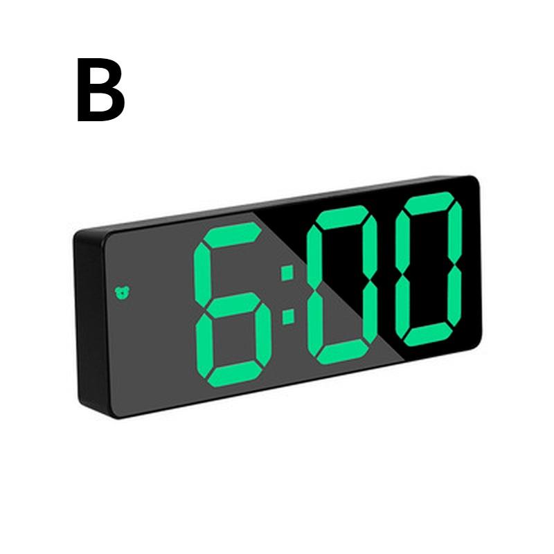 

Акриловый/зеркальный будильник со светодиодными цифровыми часами, голосовым управлением, функцией повтора сигнала, индикацией температуры, ночным режимом B