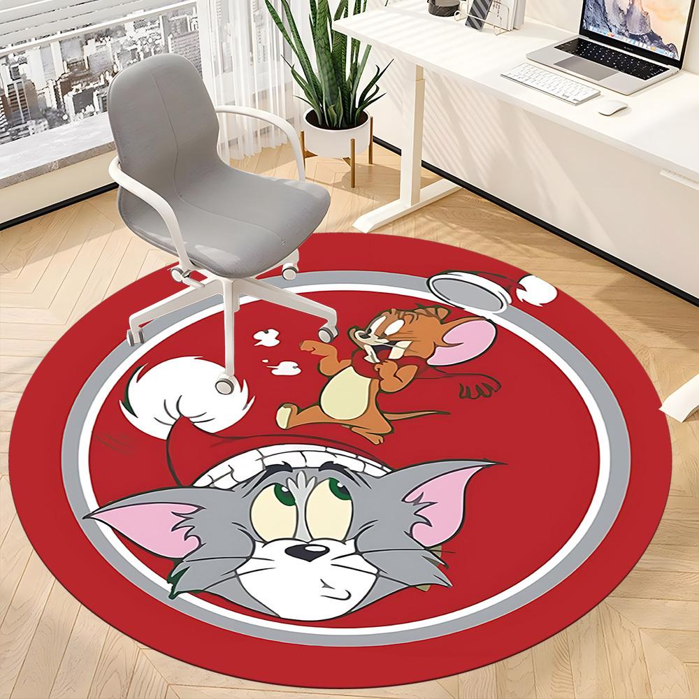 1pc Tom Jerry Office Round Area Rug, Bedroom Living Room Home Decor, Room Deco, Offic a1016084