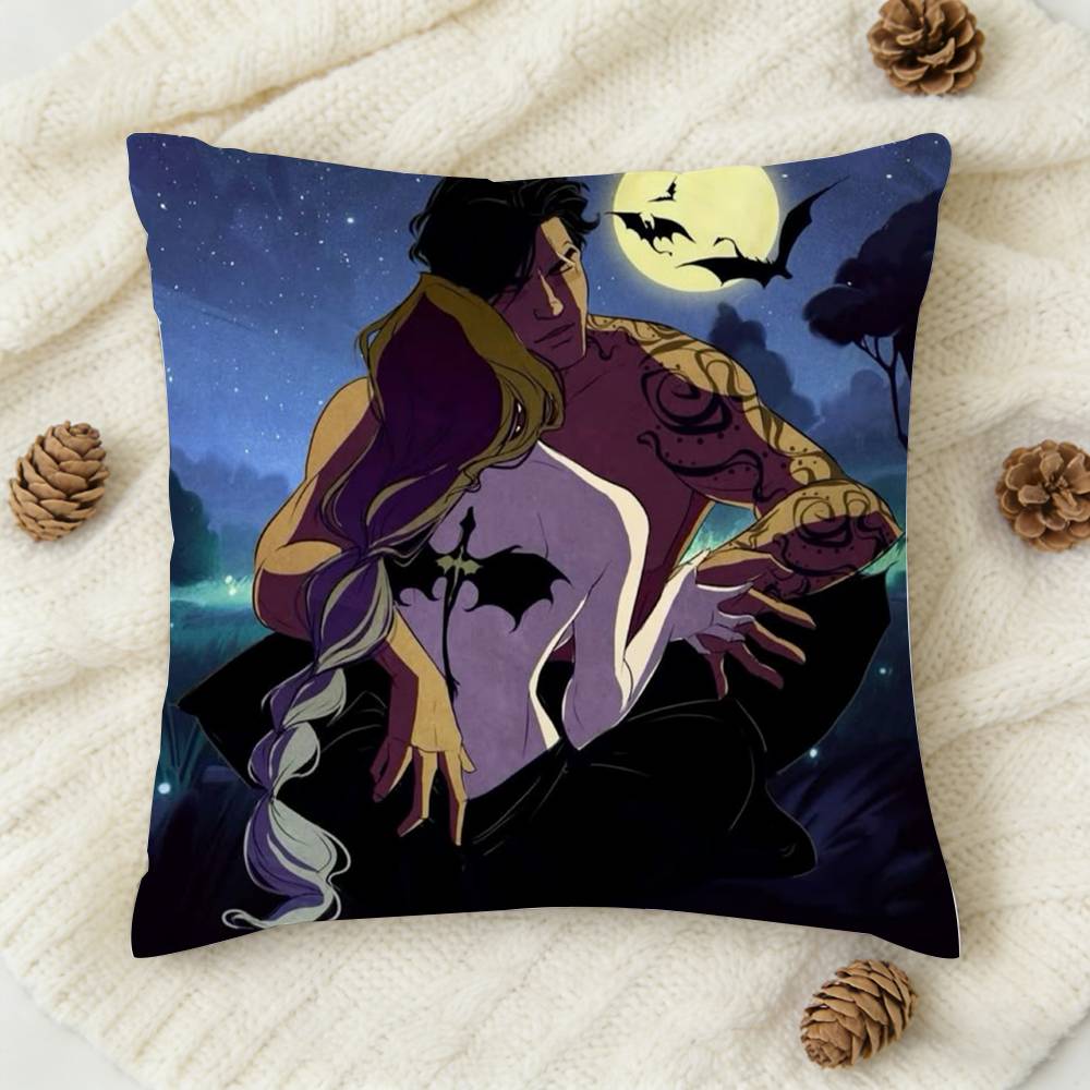F-Fourth Wing Xaden Violet Double-Sided Printed Square Decorative Cushion Cover For Sofa Living Room Home Decor