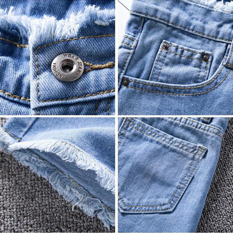 Summer Woman High Haist Jeans Shorts Rough-edges Denim Short Pants Schoolgirl Casual Pants Jeans