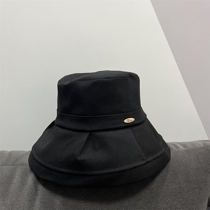 

Кудрявая панама женская осенне-зимняя повседневная универсальная металлическая стандартная шляпа-ведро модная показывает маленькое лицо складная шляпа тренд Adult average size (55-58cm) чёрный