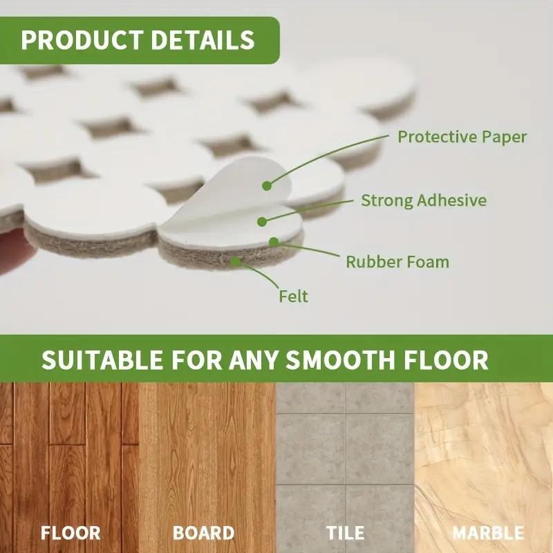 48 Pcs Felt Chair Leg Pads 5mm Thick Floor Scratch Protector Mat Mute Non-slip Self Adhesive DIY Furniture Accessories