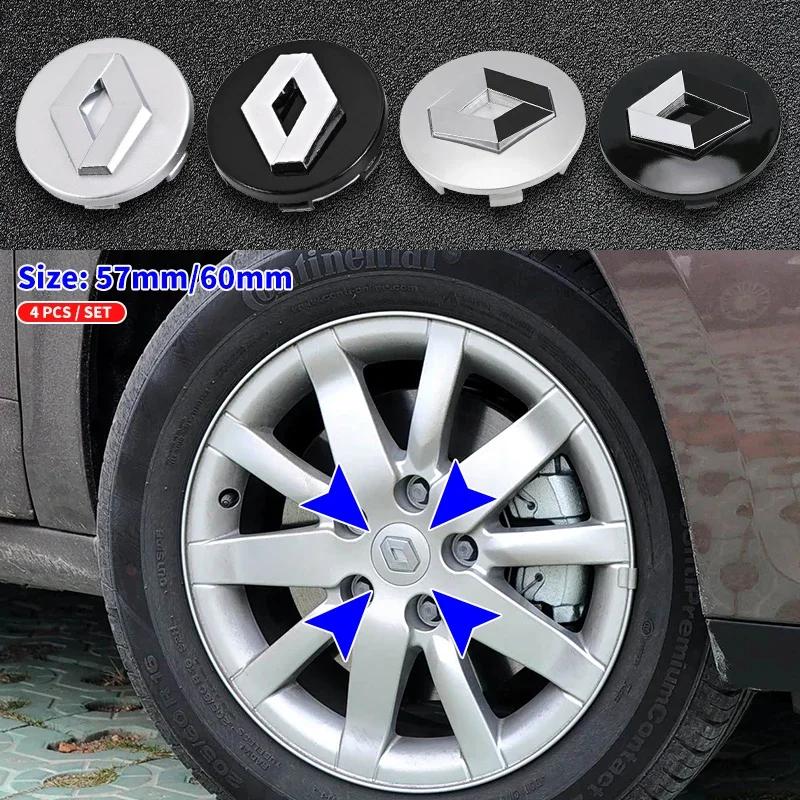 2026 Hot For Renault Hub Caps For Renault Megane 2 3 Clio 4 Trafic Captur Emblems Kangoo Zoe RS 4PCS 57mm 60mm Car Wheel Center